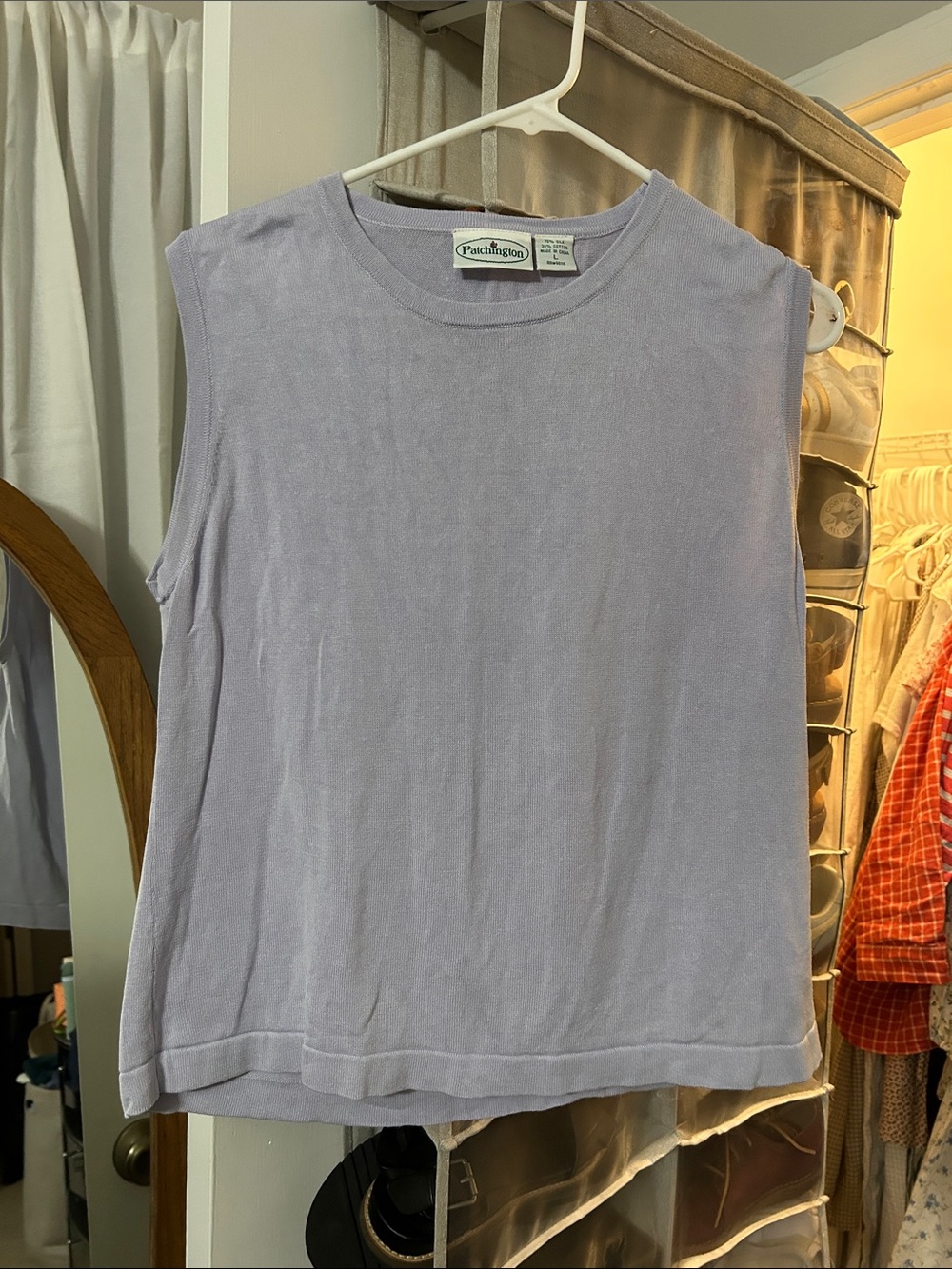 Patchington Light Lavender Sleeveless Silk Cotton Knit Tank Top